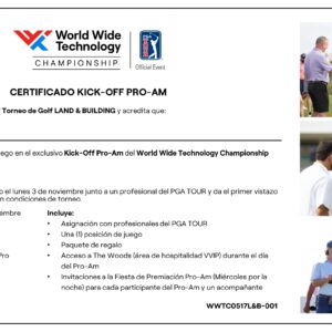 CERTIFICADO KICK OFF PRO AM POSICIÓN DE JUEGO EN EL EXCLUSIVO KICK OFF PRO AM DEL WORLD WIDE TECHNOLOGY CHAMPIONSHIP